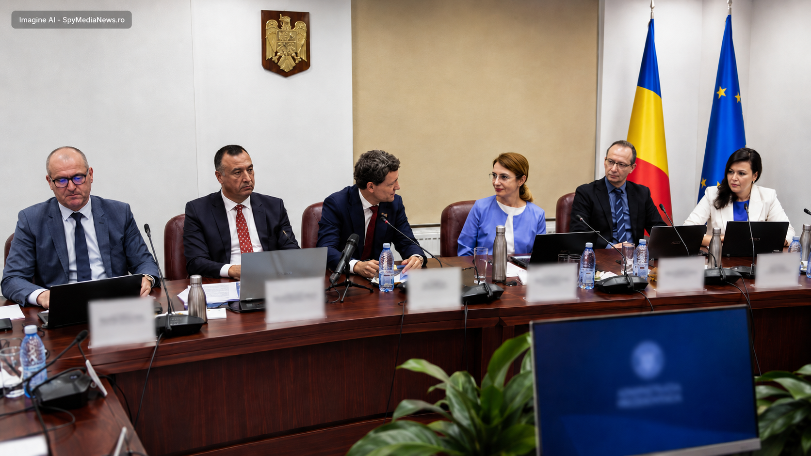 Imagine editorială generată AI – ședință instituțională cu reprezentanți ai statului