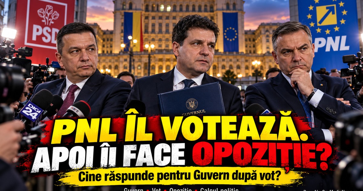 Sorin Grindeanu în fața camerelor, într-un montaj editorial despre votul PNL și opoziție